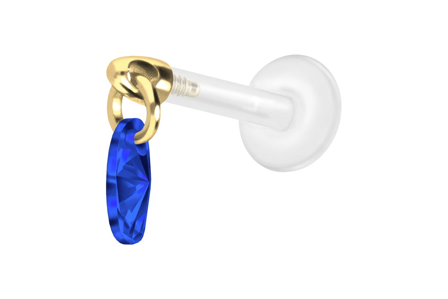 PTFE Labret Piercing mit Innengewinde + Titan-Aufsatz KRISTALLOVAL